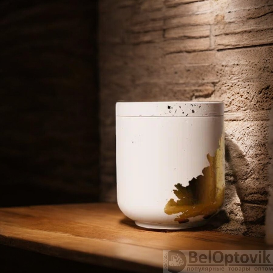 Аромасвеча в стакане из гипса с крышкой 150 мл., украшен золотым узором / Ассортимент ароматов